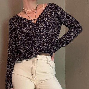 Urban Outfitters long-sleeve cheetah print blouse